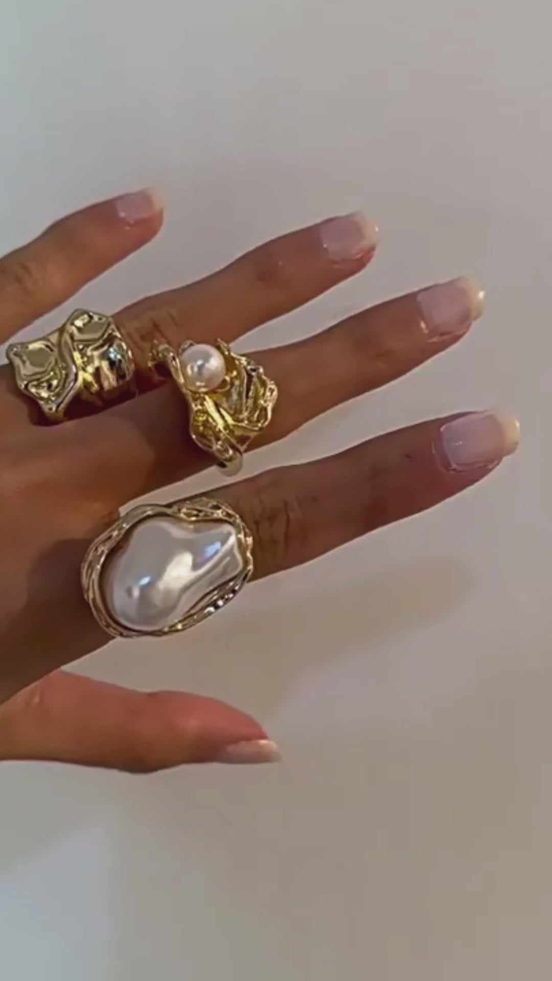 Liquid Gold Treasure Baroque Pearl Ring Set