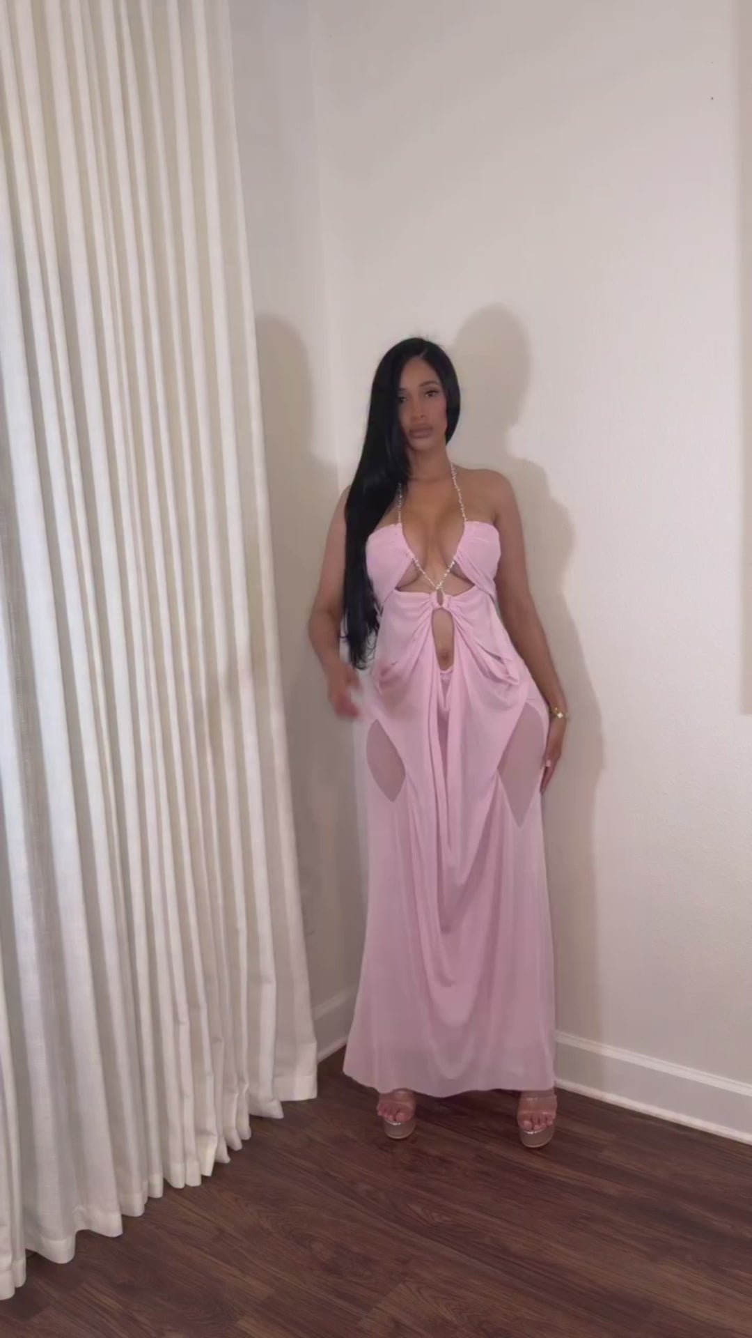 All Eyes On Me Pink Draped Maxi Dress