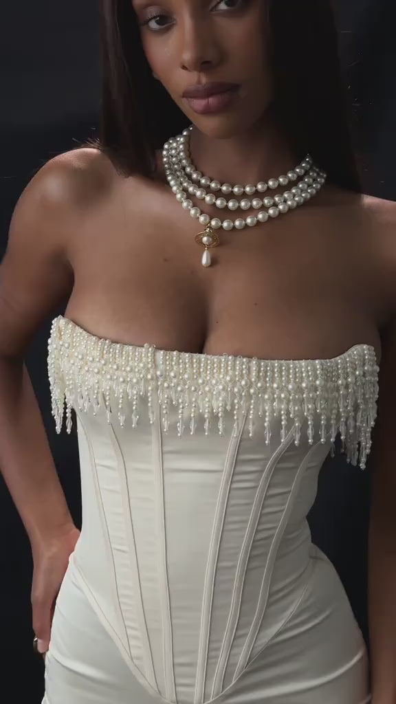 Cressida White Corset Midi Dress