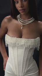 Cressida White Corset Midi Dress