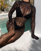 Celeste Sheer Black Lace Jumpsuit