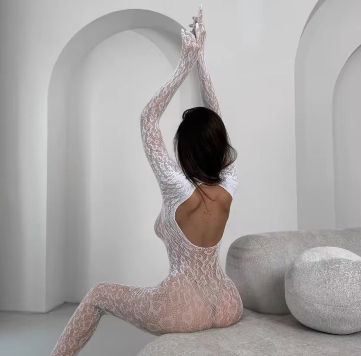 Celeste Sheer White Lace Jumpsuit