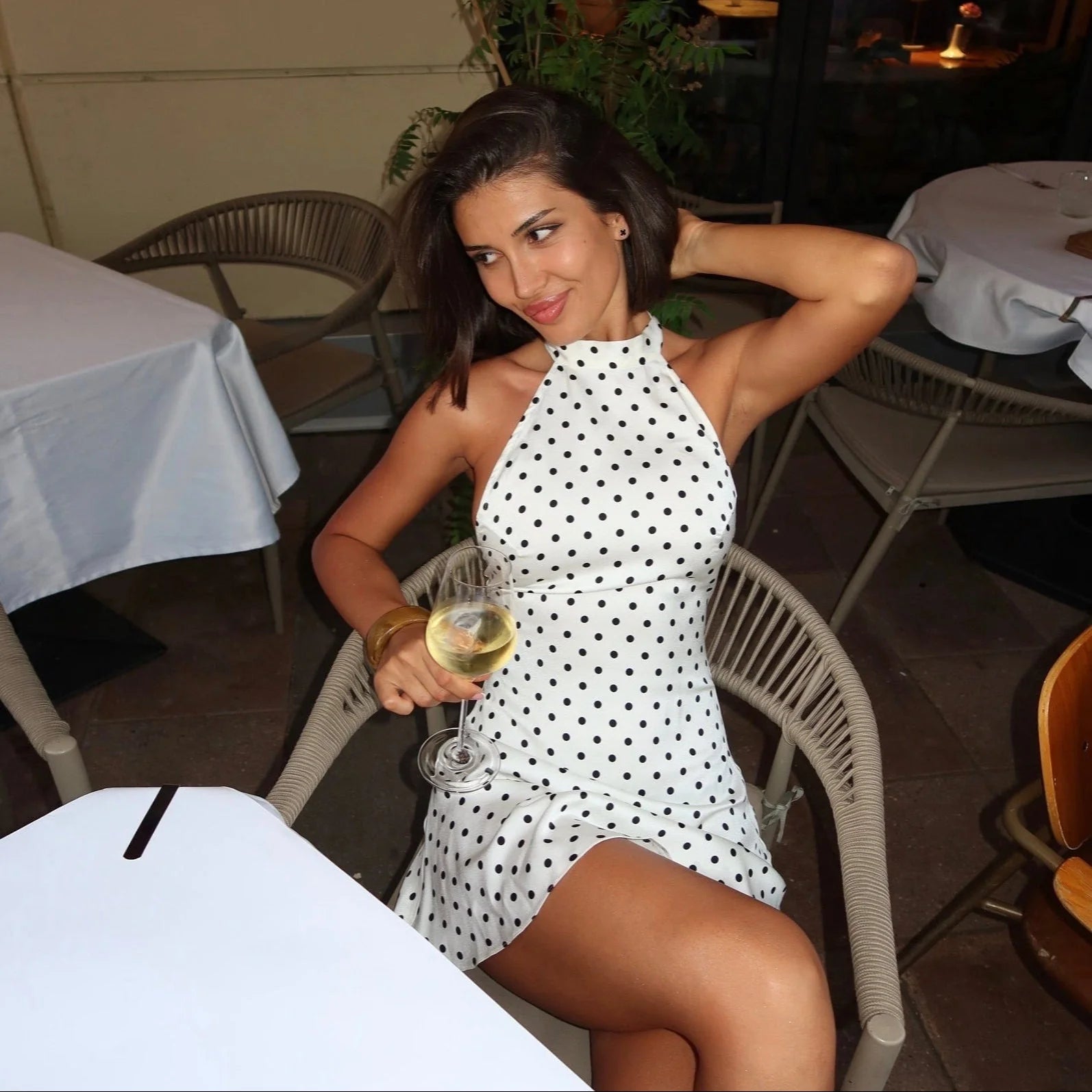 Emma Backless Polka Dot White Mini Dress