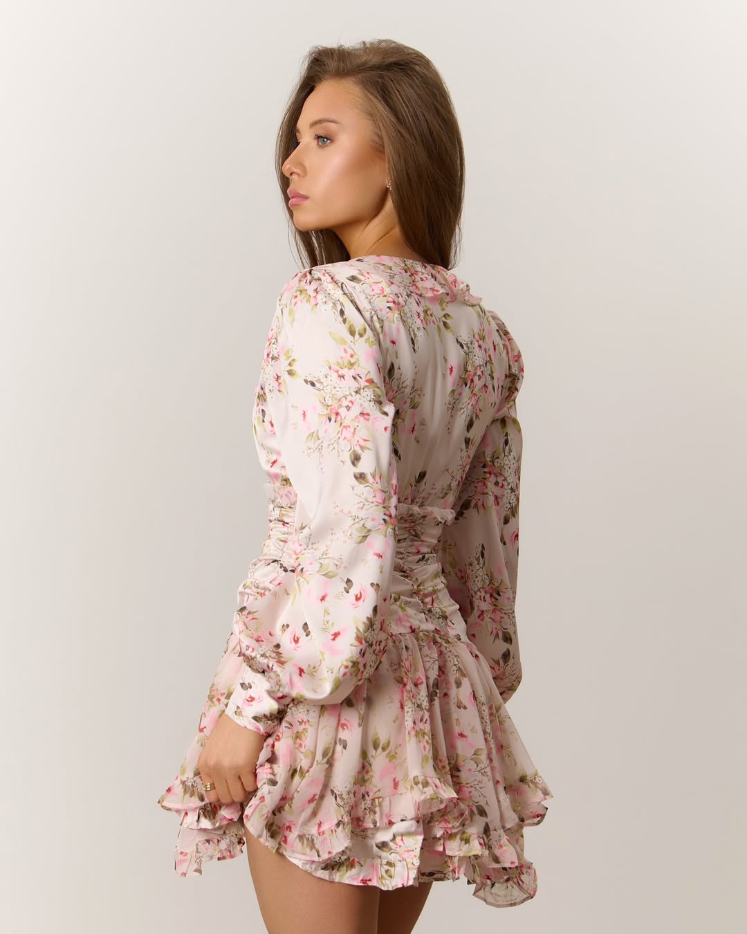 Harlow Pink Floral Ruffle Mini Dress